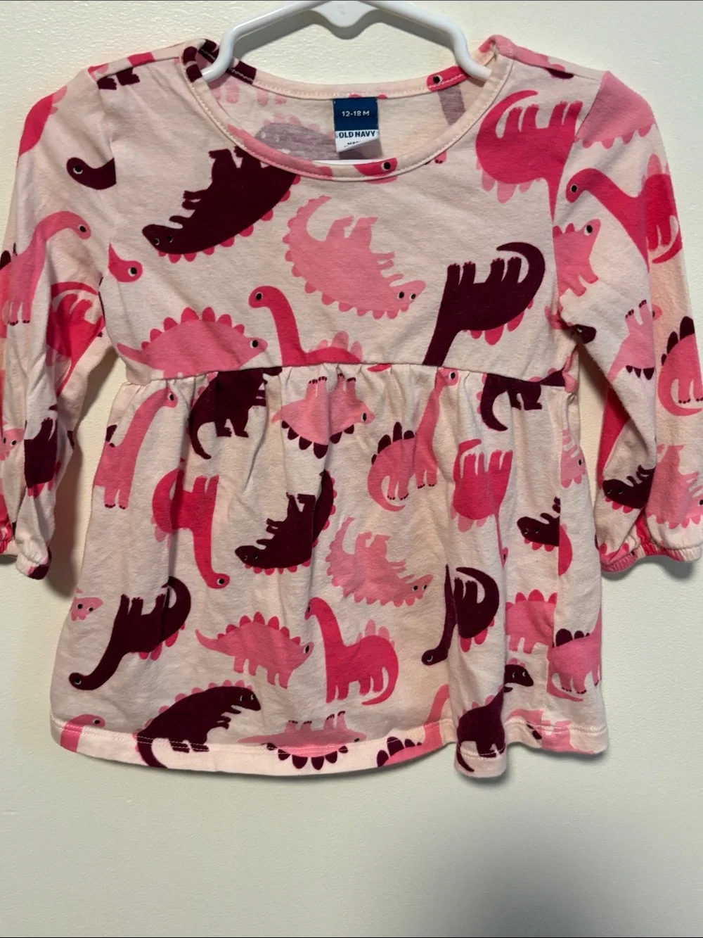 Old Navy Pink Multi Dinosaur Peplum Top